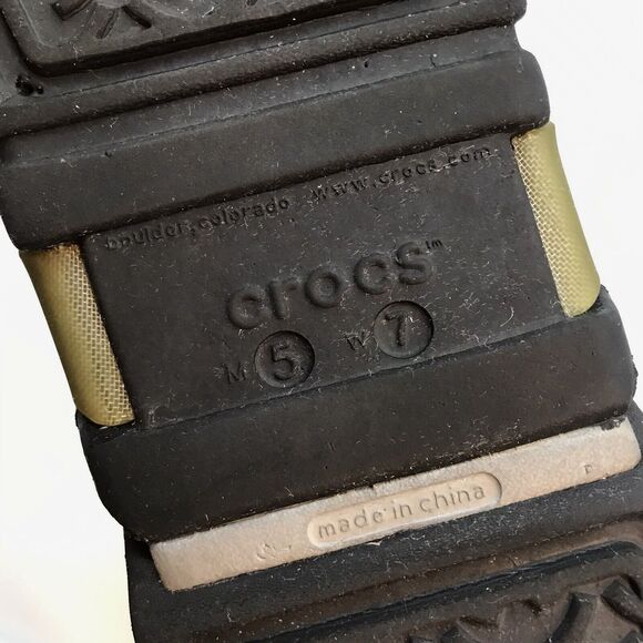 Crocs Croslite A9 Flip Flops Unisex W 7 - M 5 Gray Black & Green Thong Sandals - Picture 9 of 11